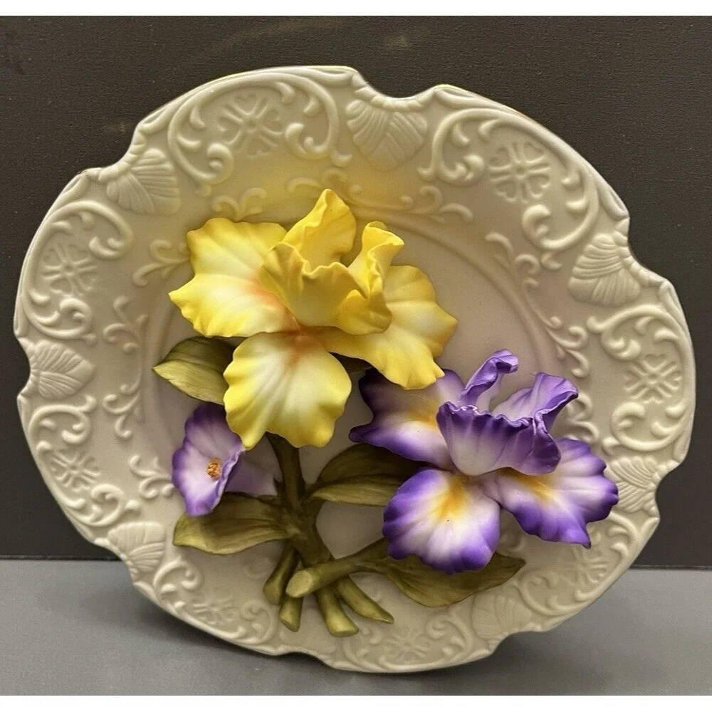 Bradford Exchange Iris Plate Precious Petals Salvatore Sarno Cottagecore Spring